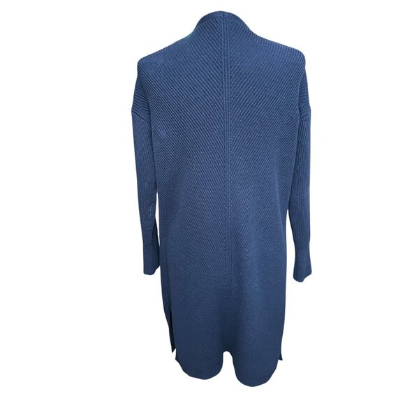 LL Bean Cardigan Women L Reg Navy Blue Knit Duster Long Pockets Open Sweater - Picture 3 of 12